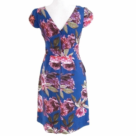 NWT MOULINETTE SOEUR ROSADO FLORAL TEXTURED CAP TULIP SLEEVE COCKTAIL DRESS - Picture 4 of 11